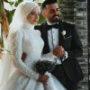 couple, wedding, newlyweds, bride, groom, love, bridal gown, beautiful, portrait, hijab