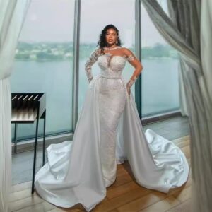 lace sheath wedding dress illusion sleeves