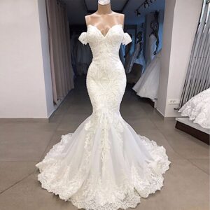 ivory lace mermaid wedding dress
