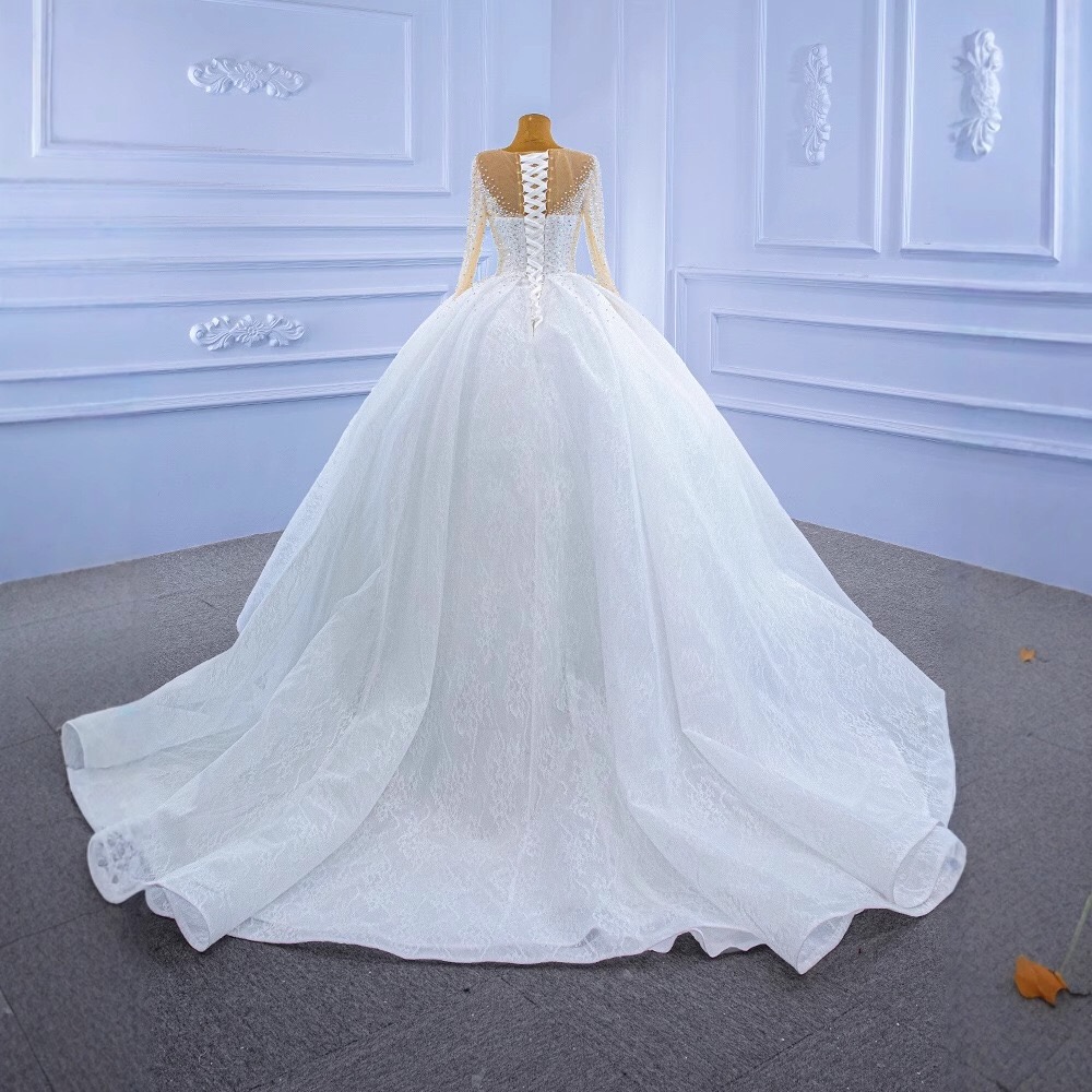 long sleeve ball gown wedding dress court train