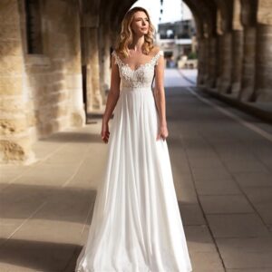 chiffon-a-line-wedding-dress-with-lace-bodice