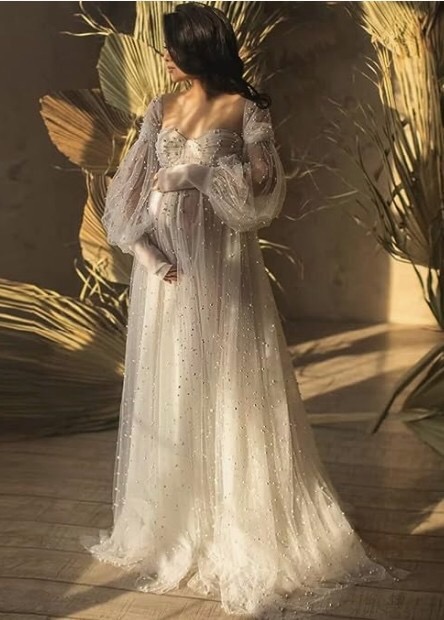 empire-waist-off-shoulder-maternity-wedding-dress