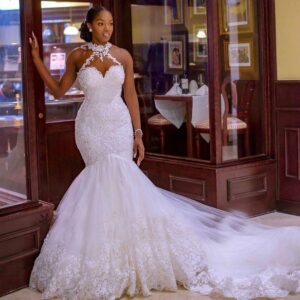 halter-neck-lace-applique-mermaid-wedding-dress