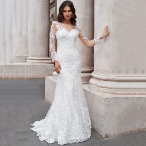 illusion-long-sleeve-lace-sheath-wedding-dress