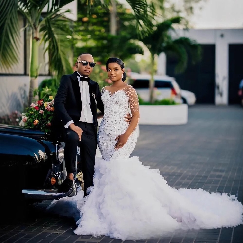 illusion-neckline-crystal-wedding-dress-layered-tulle-skirt