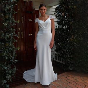 ivory-sheath-wedding-dress-cap-sleeves