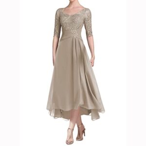 lace-bodice-v-neck-half-sleeve-chiffon-a-line-tea-length-dress