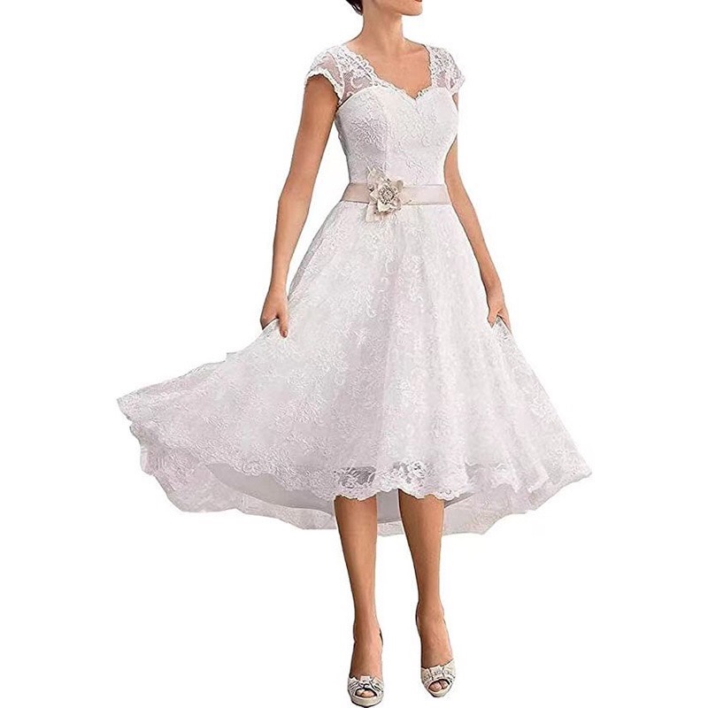 lace-tea-length-wedding-dress-cap-sleeves-a-line-bridal-gown