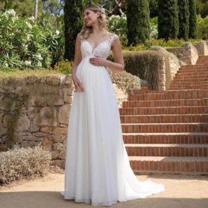 maternity-wedding-dress-with-floral-applique-high-waist