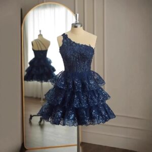 one-shoulder-navy-homecoming-dress-tiered-lace-skirt