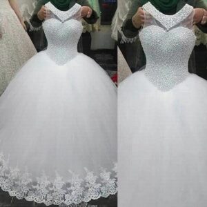 pearl-beaded-illusion-v-neck-ball-gown-wedding-dress