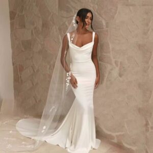 scoop-neck-satin-fit-and-flare-wedding-dress