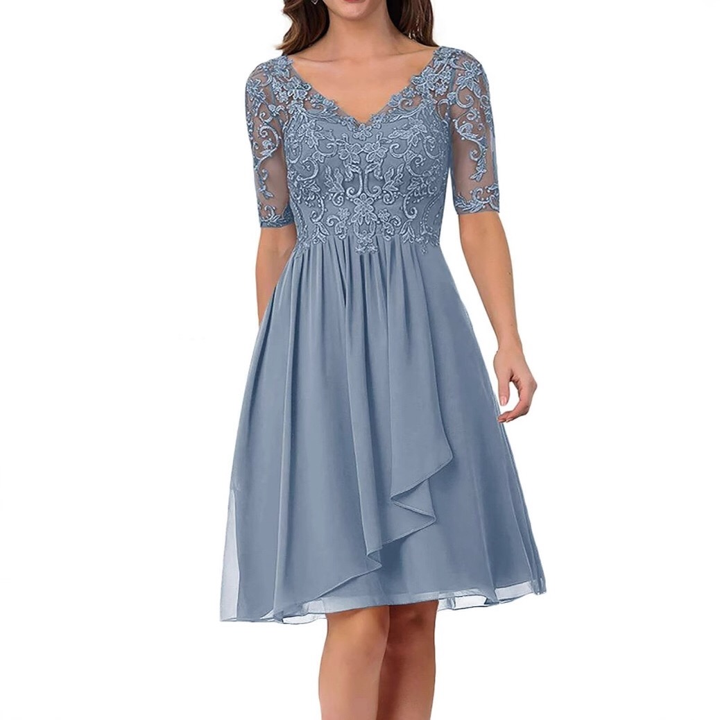 dusty-blue-mother-of-the-bride-dress-lace-bodice-v-neck-sheer-half-sleeves-chiffon-a-line-knee-length
