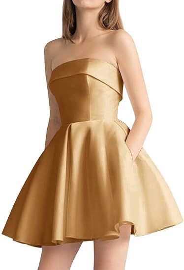 gold-strapless-satin-homecoming-dress-short-a-line-cocktail-dress-with-pockets-lace-up-back-mini-dress