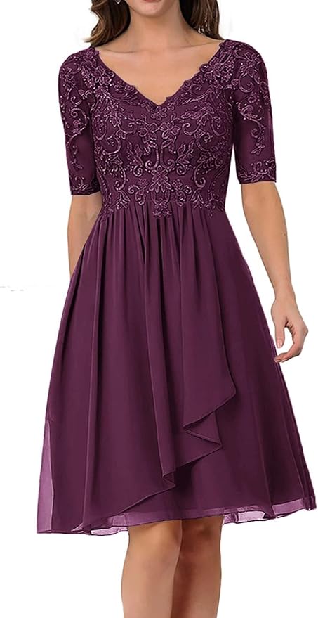 plum-lace-mother-of-the-bride-dress-v-neck-sheer-sleeves-chiffon-layered-skirt-knee-length