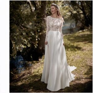boho-a-line-wedding-dress-long-lace-sleeves-illusion-bateau-neck-chiffon-bridal-gown-with-flowing-skirt-and-open-back
