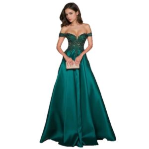 off-the-shoulder-emerald-satin-a-line-evening-dress-lace-applique-formal-gown