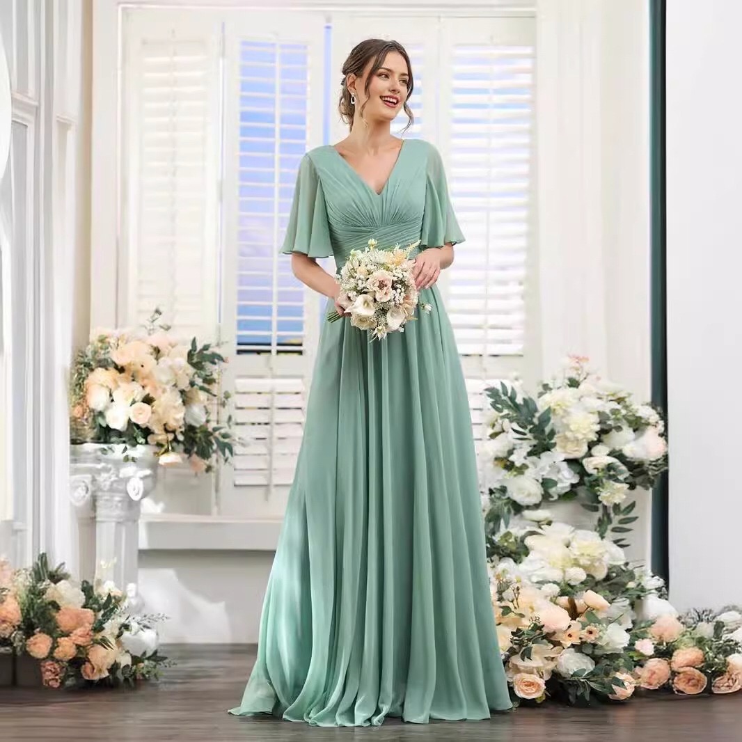 sage-green-flowy-a-line-bridesmaid-dress-with-flutter-sleeves-full-front-view