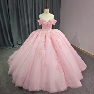 pink-off-shoulder-quinceanera-ball-gown-with-3d-floral-lace-applique-glitter-tulle-skirt-sweetheart-bodice-and-princess-silhouette