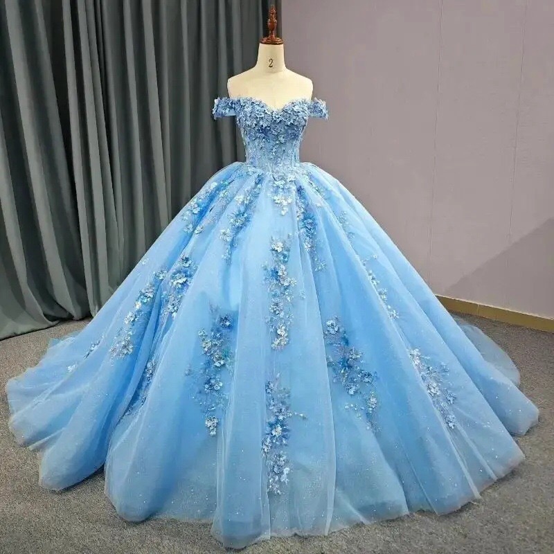 sky-blue-off-shoulder-quinceanera-ball-gown-with-3d-floral-applique-beaded-bodice-glitter-tulle-skirt-and-princess-silhouette