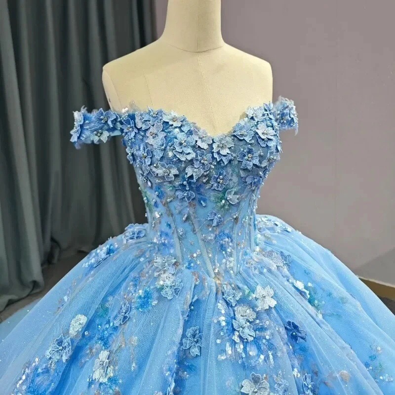 sky-blue-off-shoulder-sweetheart-quinceanera-dress-with-3d-floral-applique-beaded-corset-bodice-glitter-tulle-and-full-ball-gown
